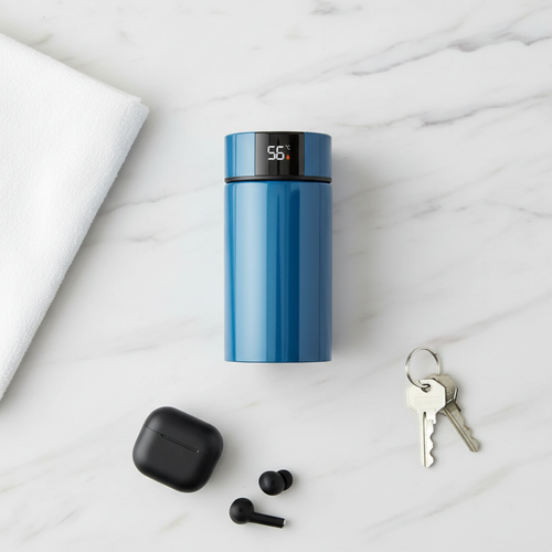Flat lay termo con accesorios