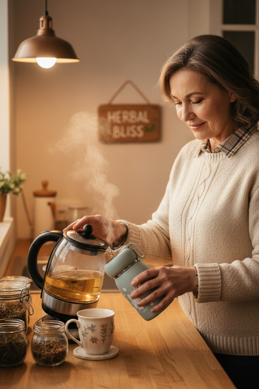 Mujer madura con té